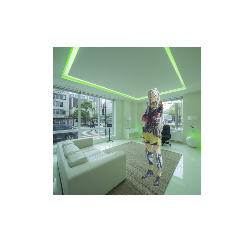 HANDCRAFTED digital art print Anime Character in contemporary decor  space